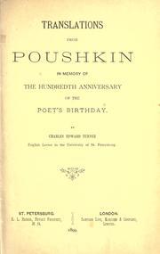 Read Online Translations from Poushkin in Memory of the Hundredth Anniversary of the Poet's Birthday; By Charles Edward Turner - Alexander Pushkin file in PDF